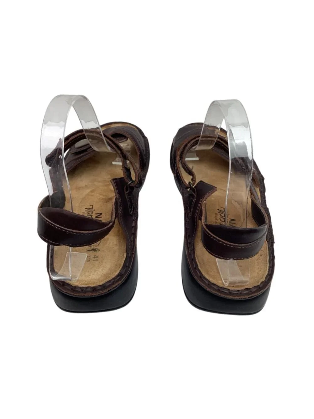 Naot Papaya Wedge Slingback Leather Sandals Brown Womens 10
